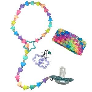 handmade silicon bead drop Star Heart Rave Decora rainbow color bundle kandi kit